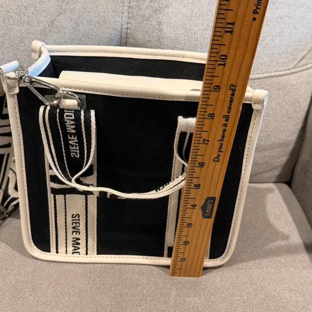 Steve Madden BWEBBER Canvas Tote/Crossbody - Black/White - Picture 6 of 11